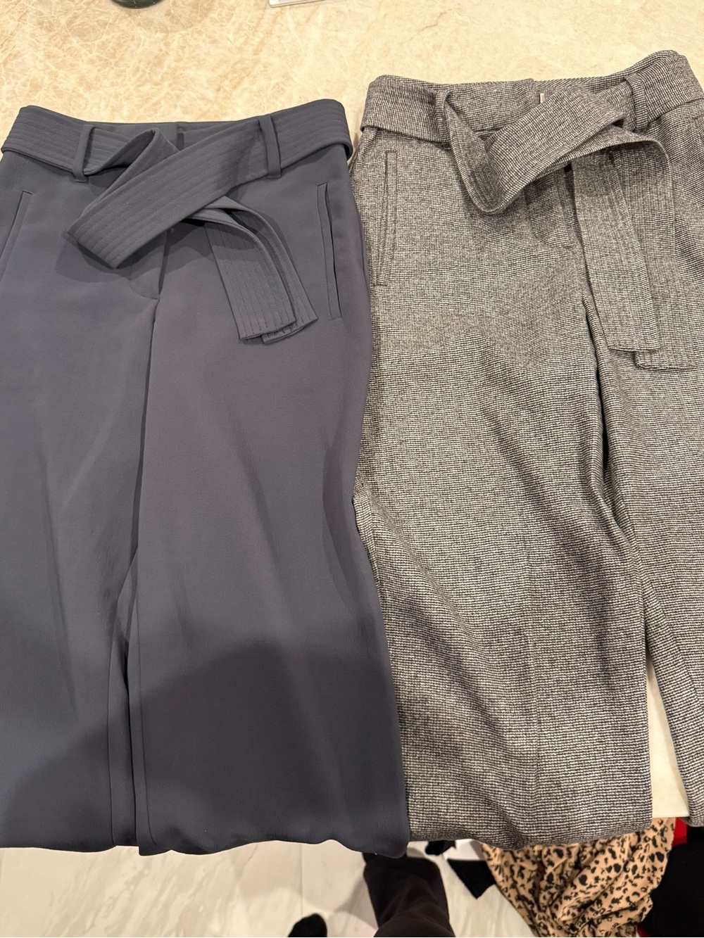 Wilfred Wide-Leg Tie-Waist Trousers - Navy & Gray